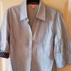 LILLY PULITZER Light blue pleated front cotton shirt size 6